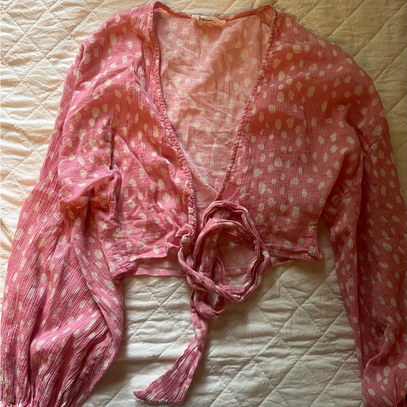 Anthropologie Tops - Anthropologie Pink and White Blouse